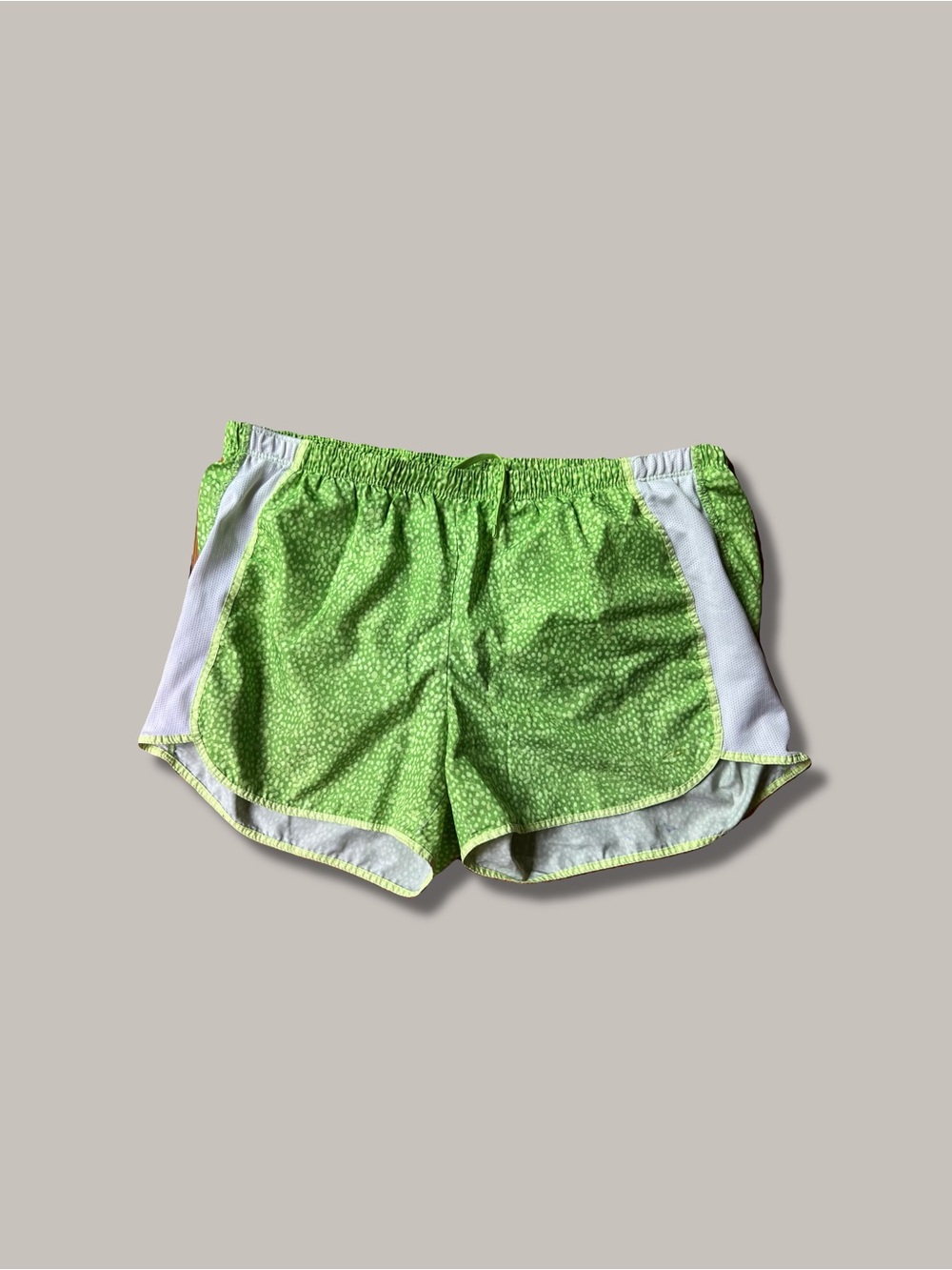Champion Women's Bright Lime Green Athletic Shorts with White Panels
